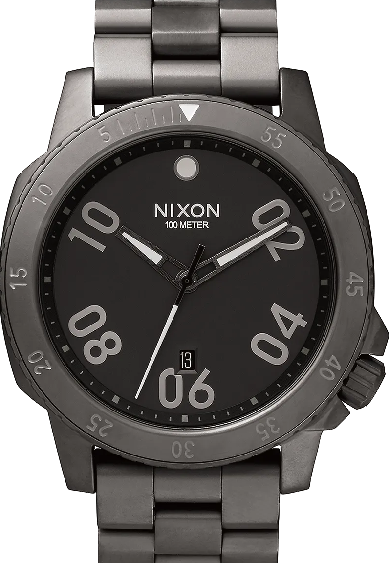 萬年鐘錶 - NIXON  尼克森 RANGER 消光灰不鏽鋼休閒男錶 A506-632  錶徑44MM