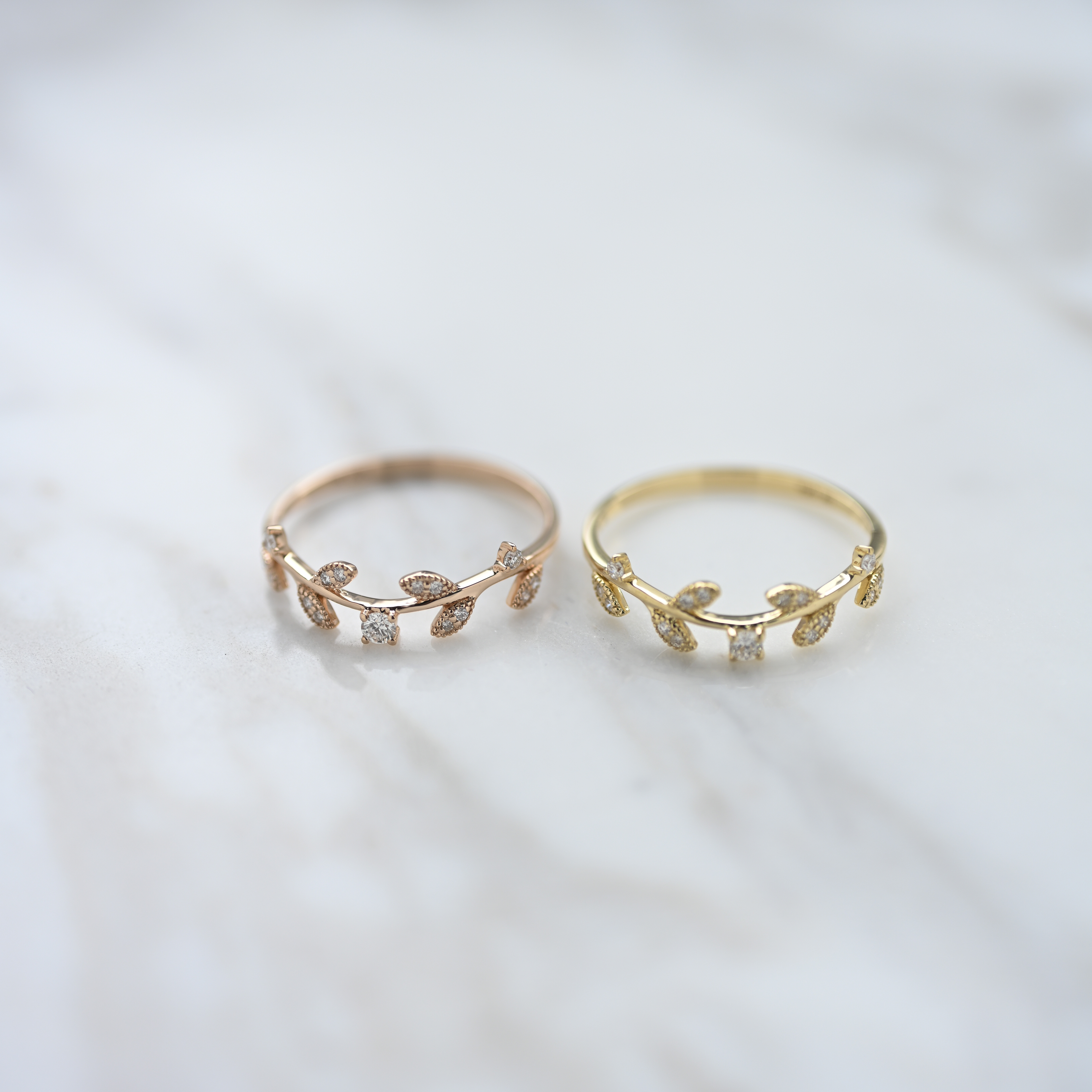 18K Golden Leaf Diamond Ring