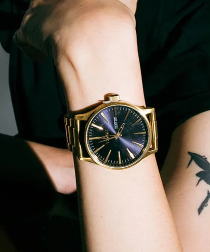 萬年鐘錶 - NIXON 尼克森  SENTRY SS  全金色靛藍錶面經典衝浪錶  A356-2033  錶徑42MM