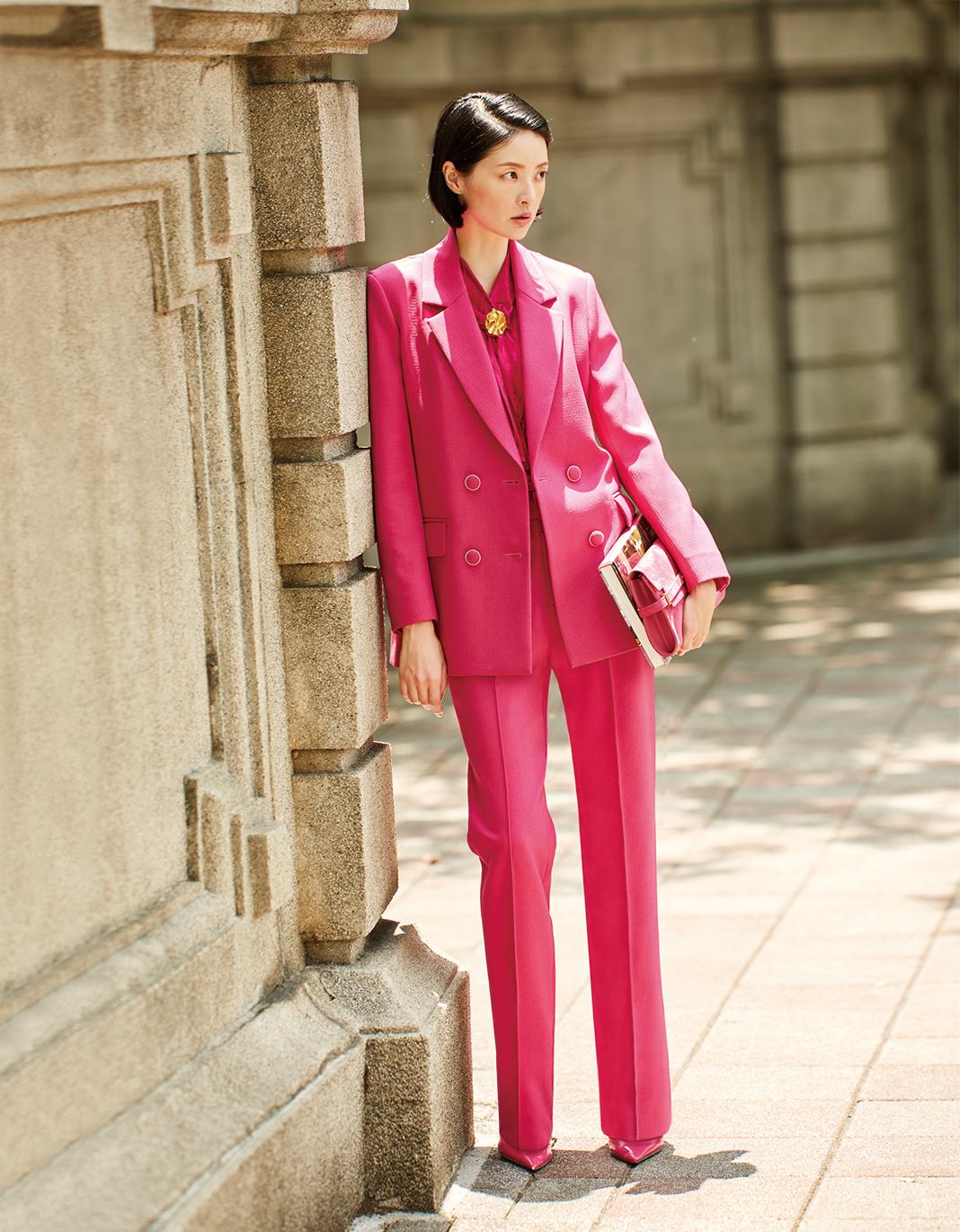 BC15102B1 玫瑰花園高腰直筒西裝褲