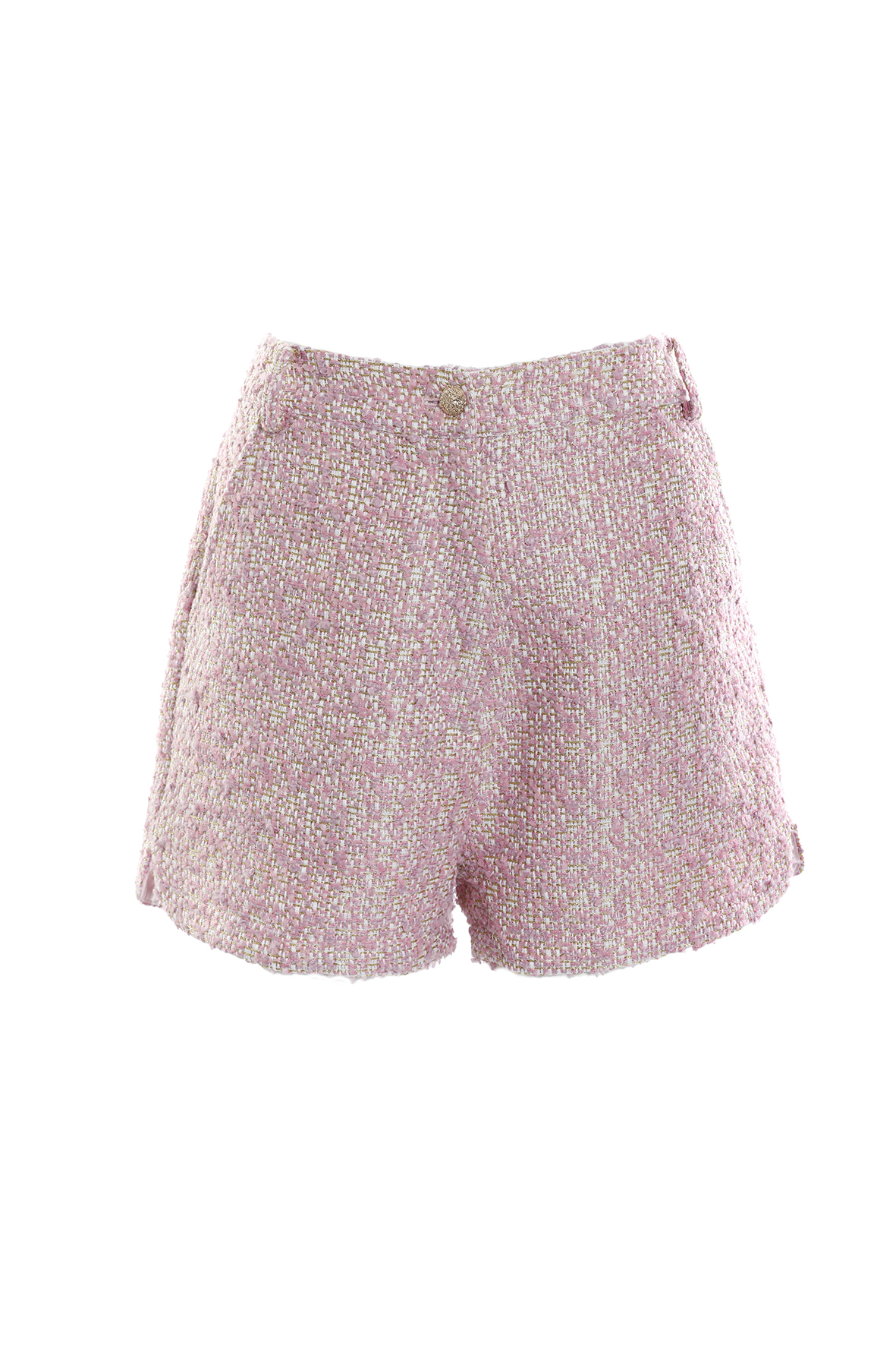 BC15029B1 巴黎霧粉粗花呢高腰A字短褲