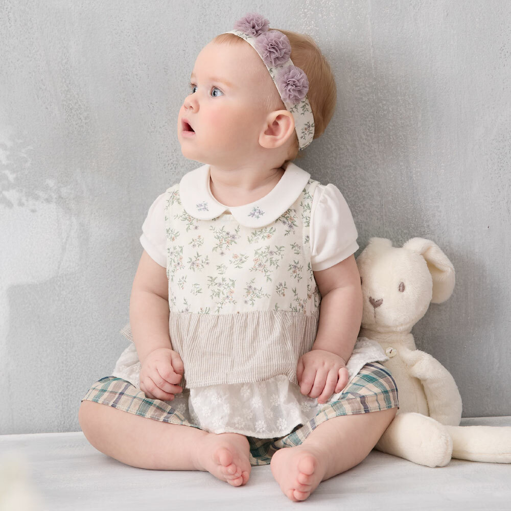 PIPPY 優雅碎花漸層蛋糕裙棉質三件組禮盒 綠