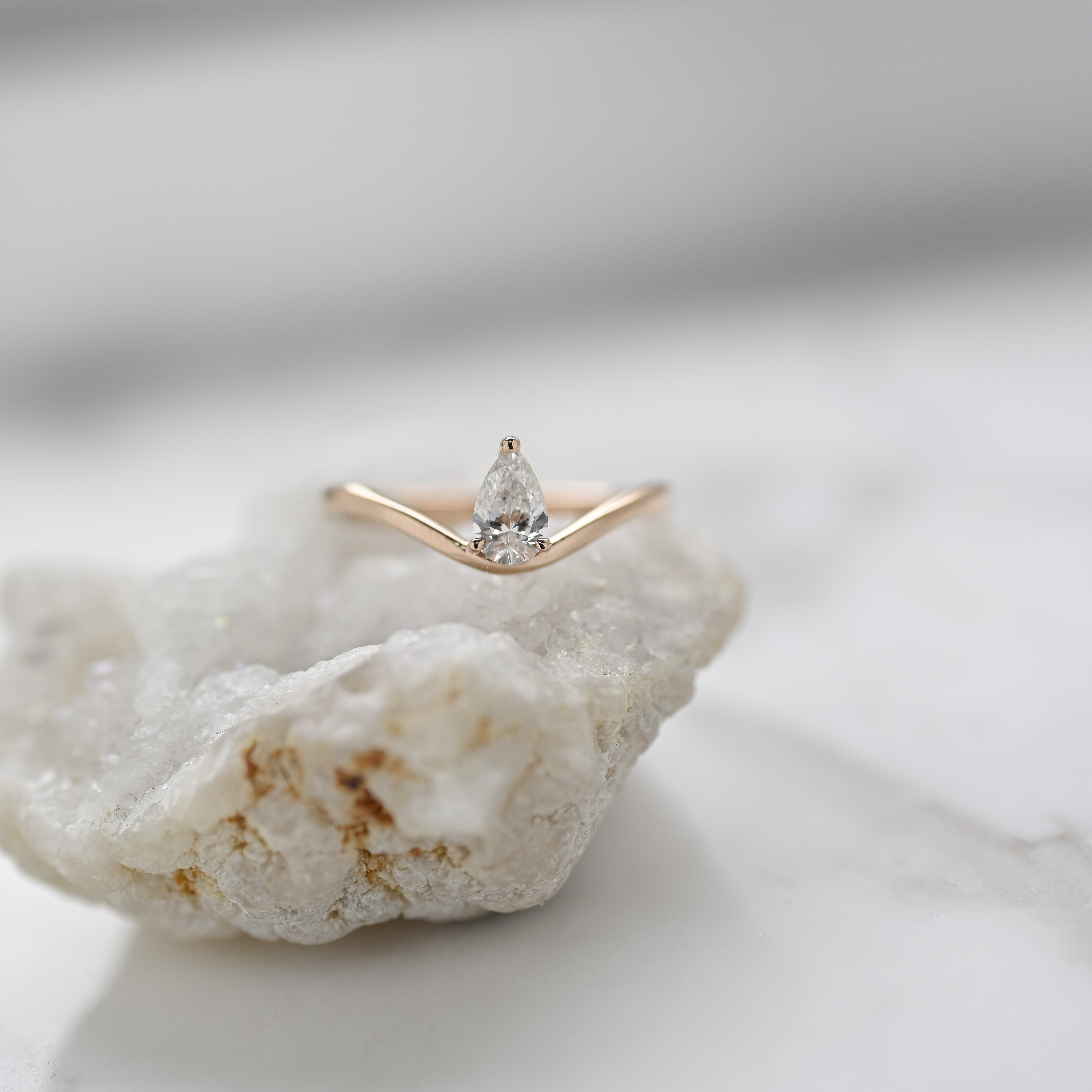 18K Solitaire Pear Shape Diamond Ring