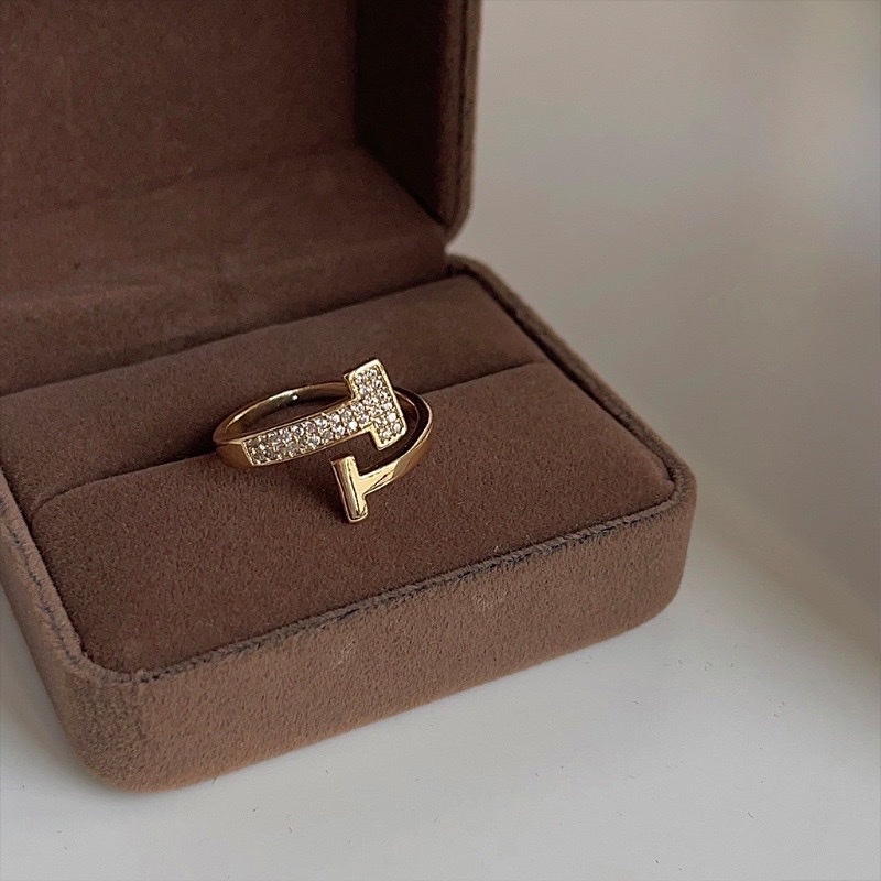 雙T經典金鑽開口戒