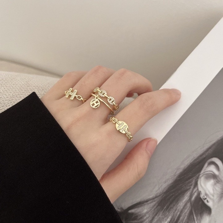 H金編織鑽 細鏤空美框開口戒