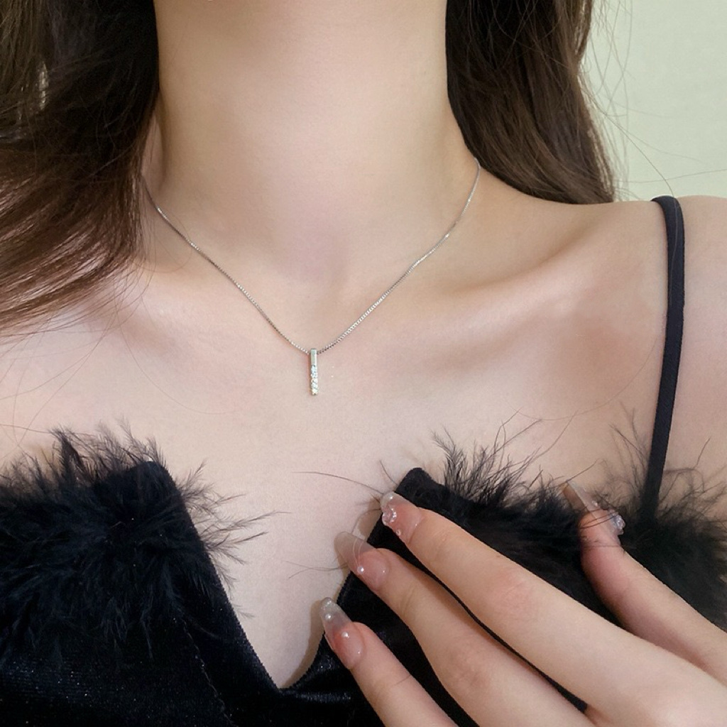 高級極簡 玫瑰金/銀鑽條項鍊