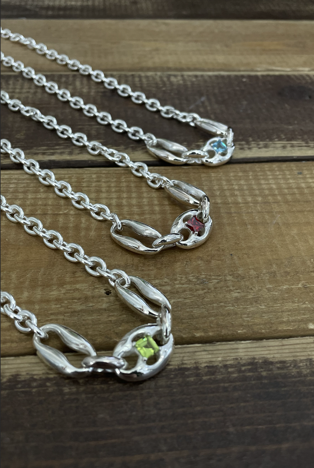 3 silver 寶石Necklace