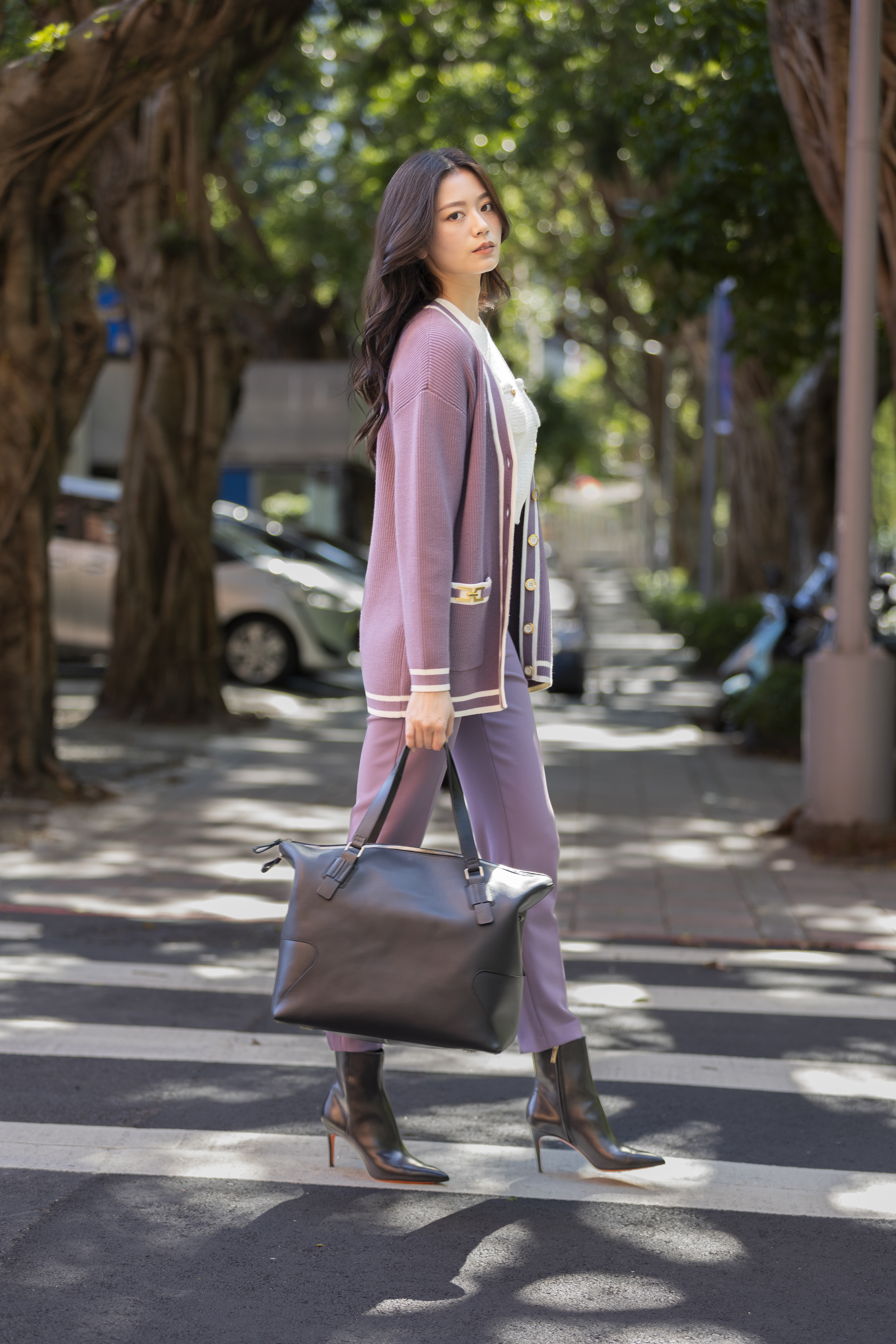 ‍‍Elisabetta Franchi 針織排釦罩衫(紫色)