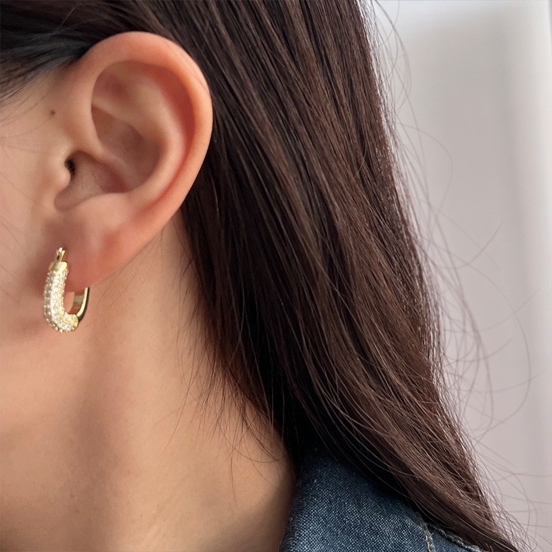 白金鑽橢圓高奢耳釦釘