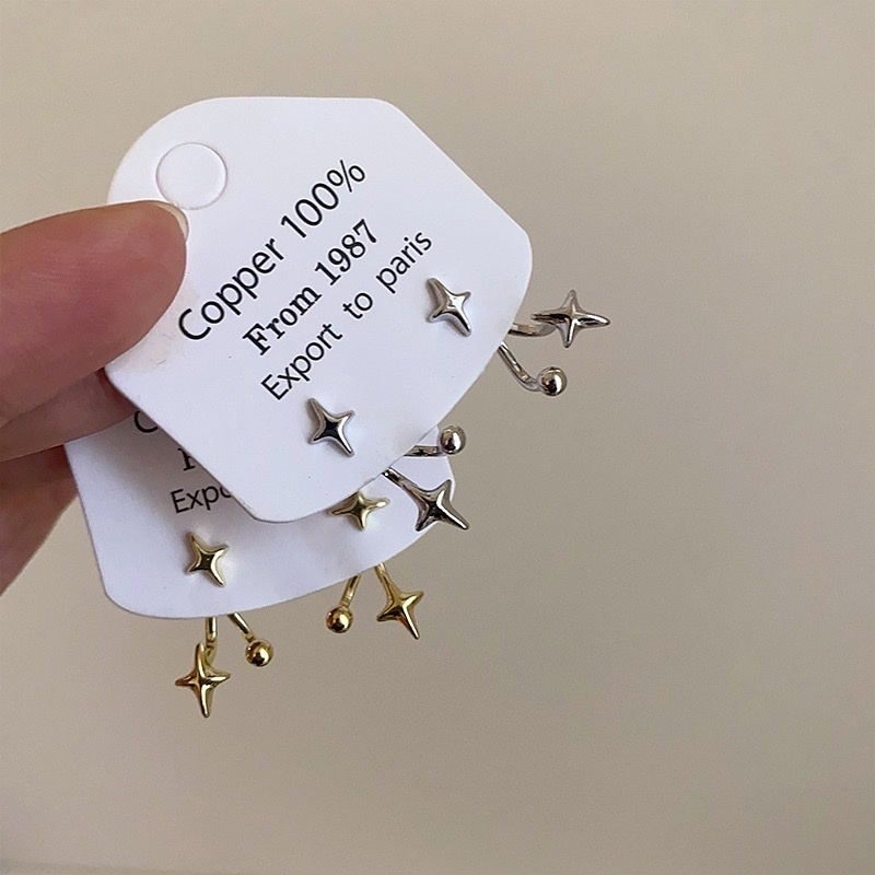 閃閃四芒星後扣耳釘