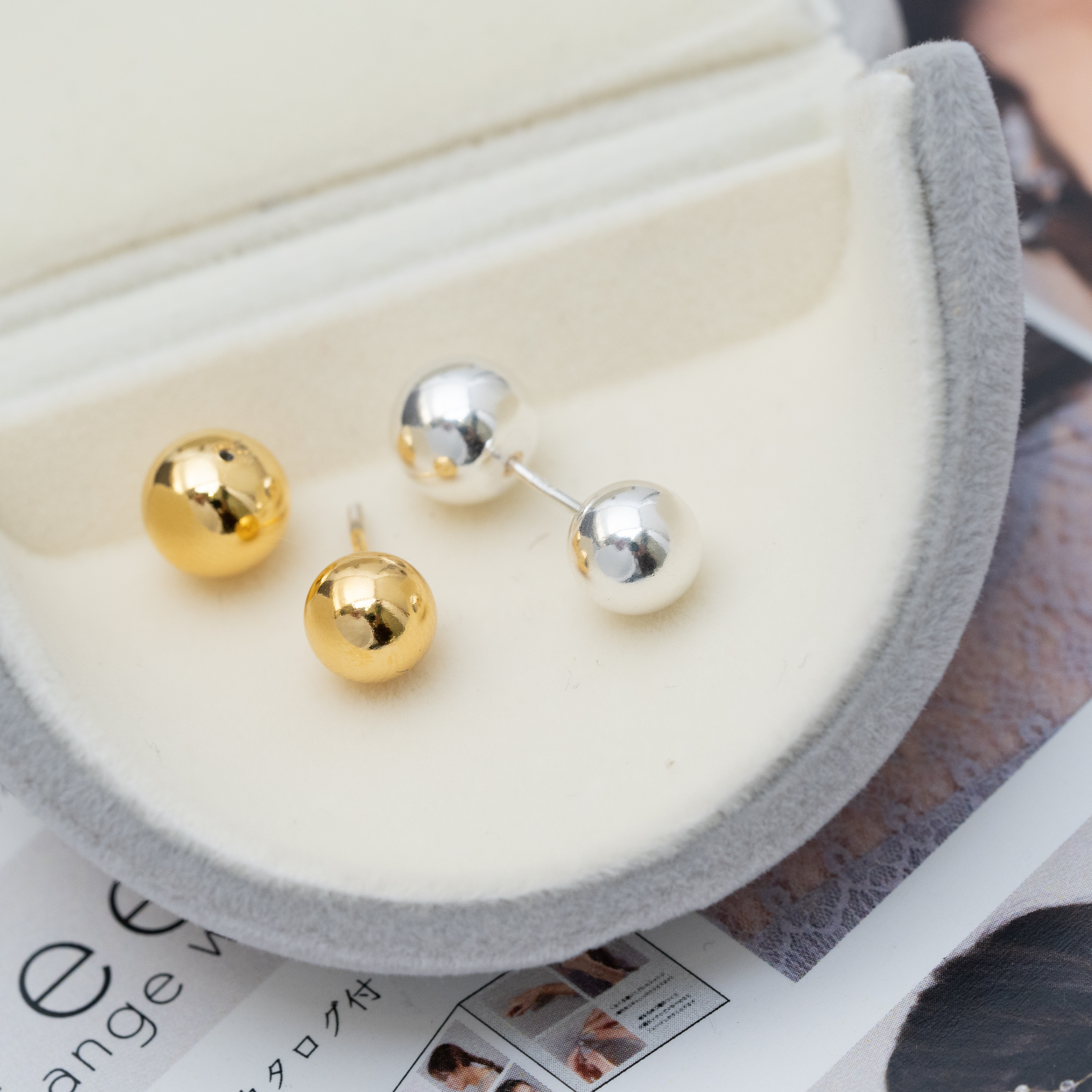 前後波波金屬鎖珠耳環