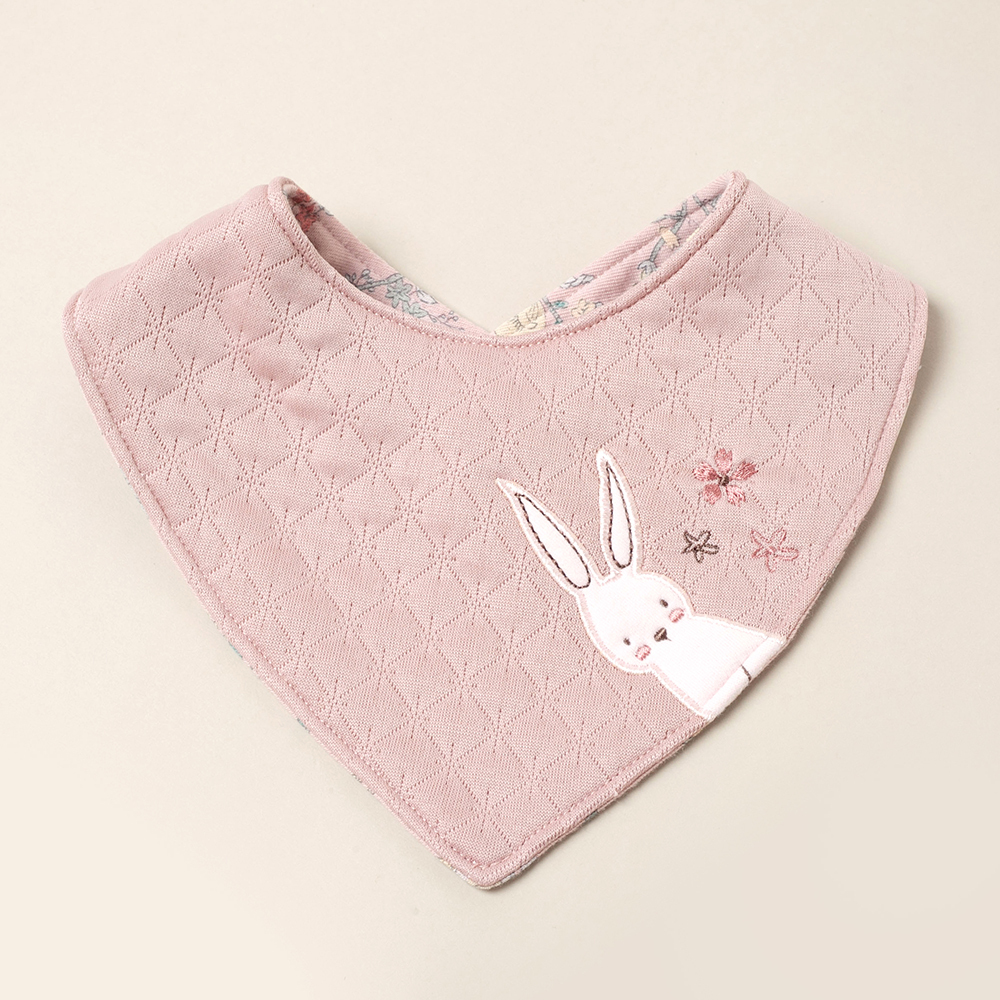 PIPPY 俏皮小兔子刺花口水巾圍兜 粉