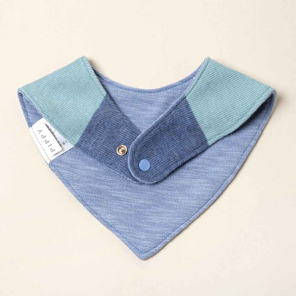 PIPPY 可愛小恐龍刺花棉質圍兜 藍