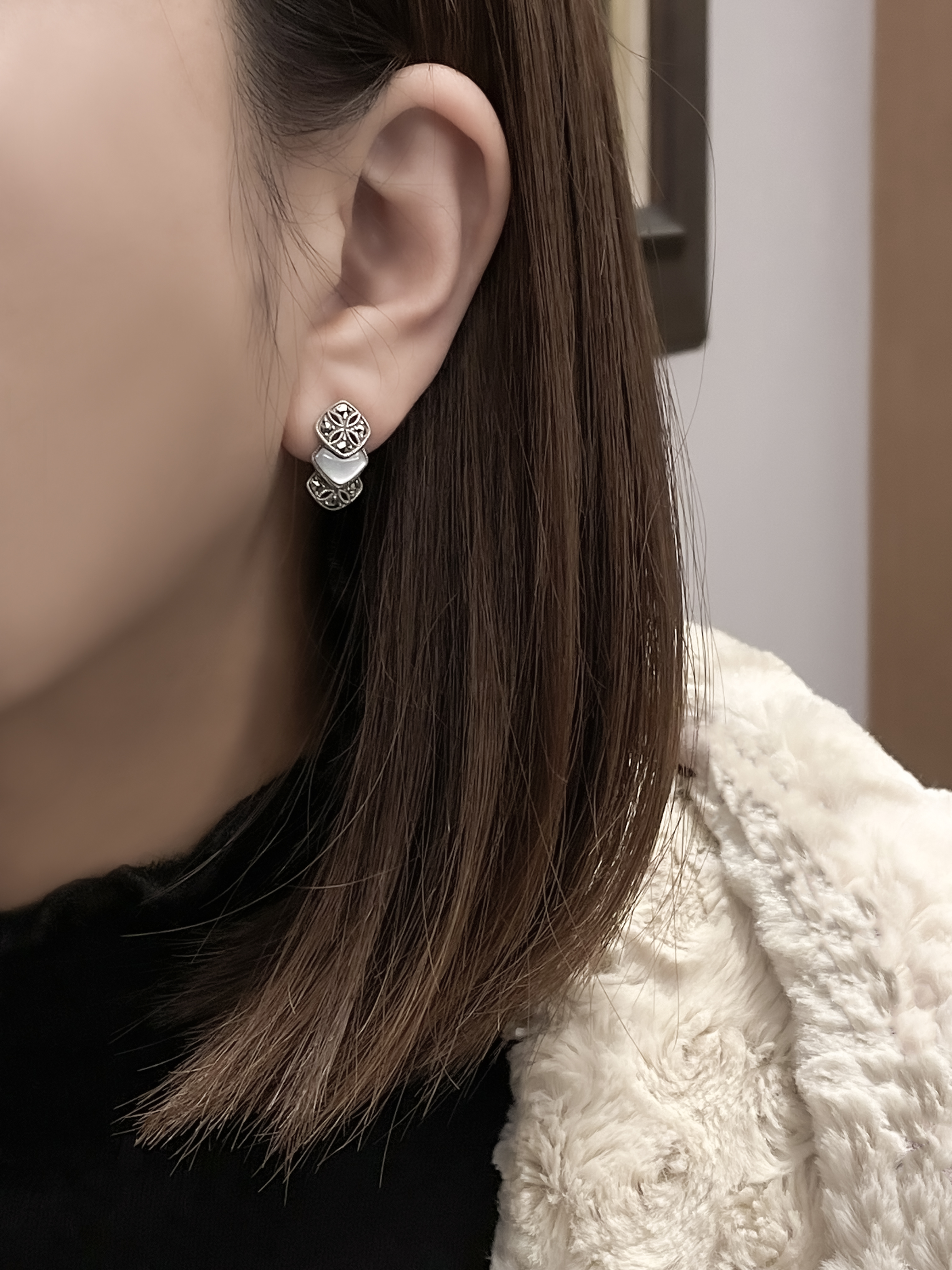 貝殼幾何漸層耳環