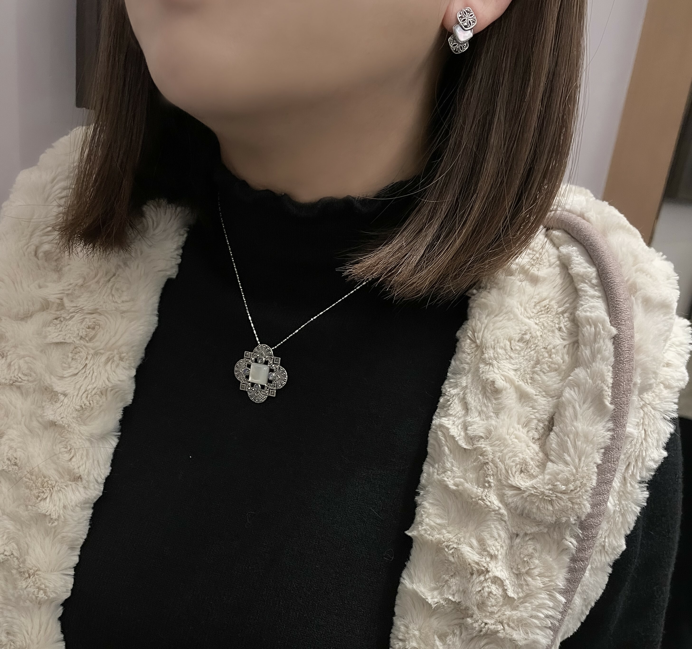 貝殼幾何漸層耳環