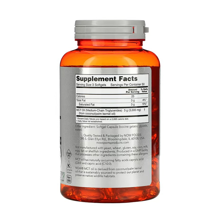 NOW Foods, Sports, MCT Oil, 1,000 mg, 150 Softgels