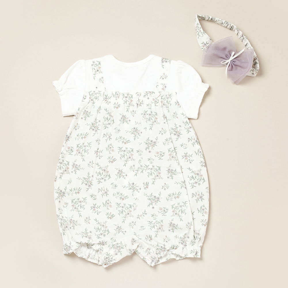 PIPPY 甜美碎花棉質吊帶連身褲兩件組禮盒 綠