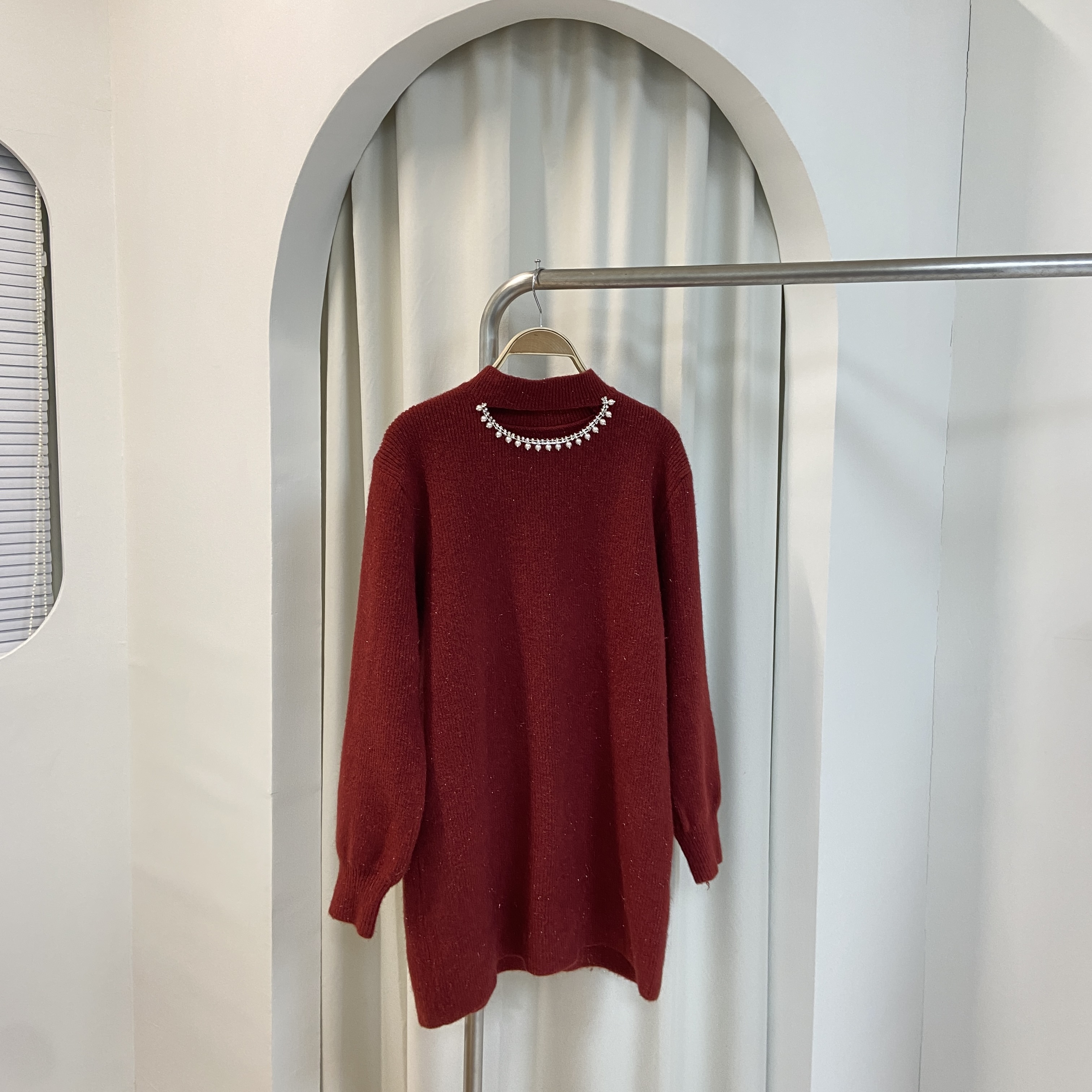 【Hoi2推介】領珍珠閃石混閃毛衣