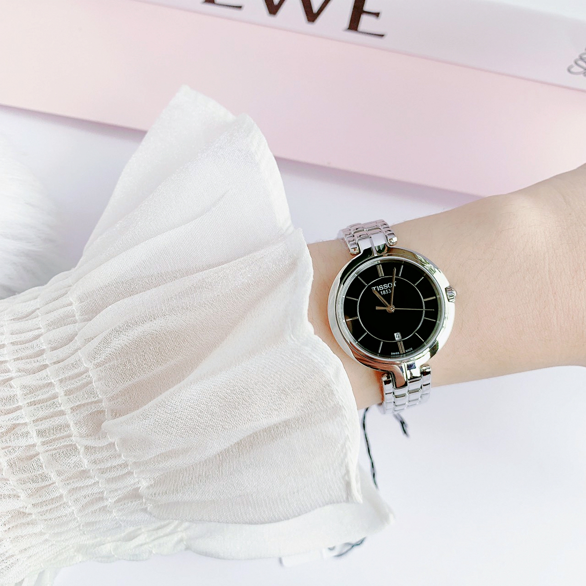 TISSOT Flamingo 黑面 鋼帶 石英 女裝手錶 T094.210.11.051.00