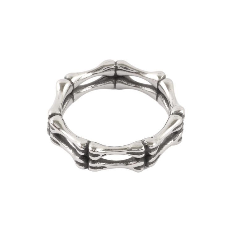 白鋼戒指，男士戒指 骷髏骨造型；深邃強烈的叛逆氛圍（3670）