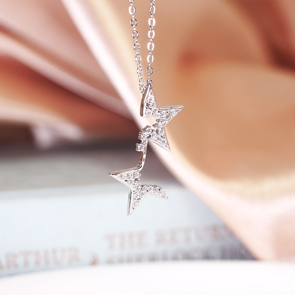 限量 星空夜語 星星 925純銀項鍊 女生項鍊 電鍍 白K金 祝福禮物