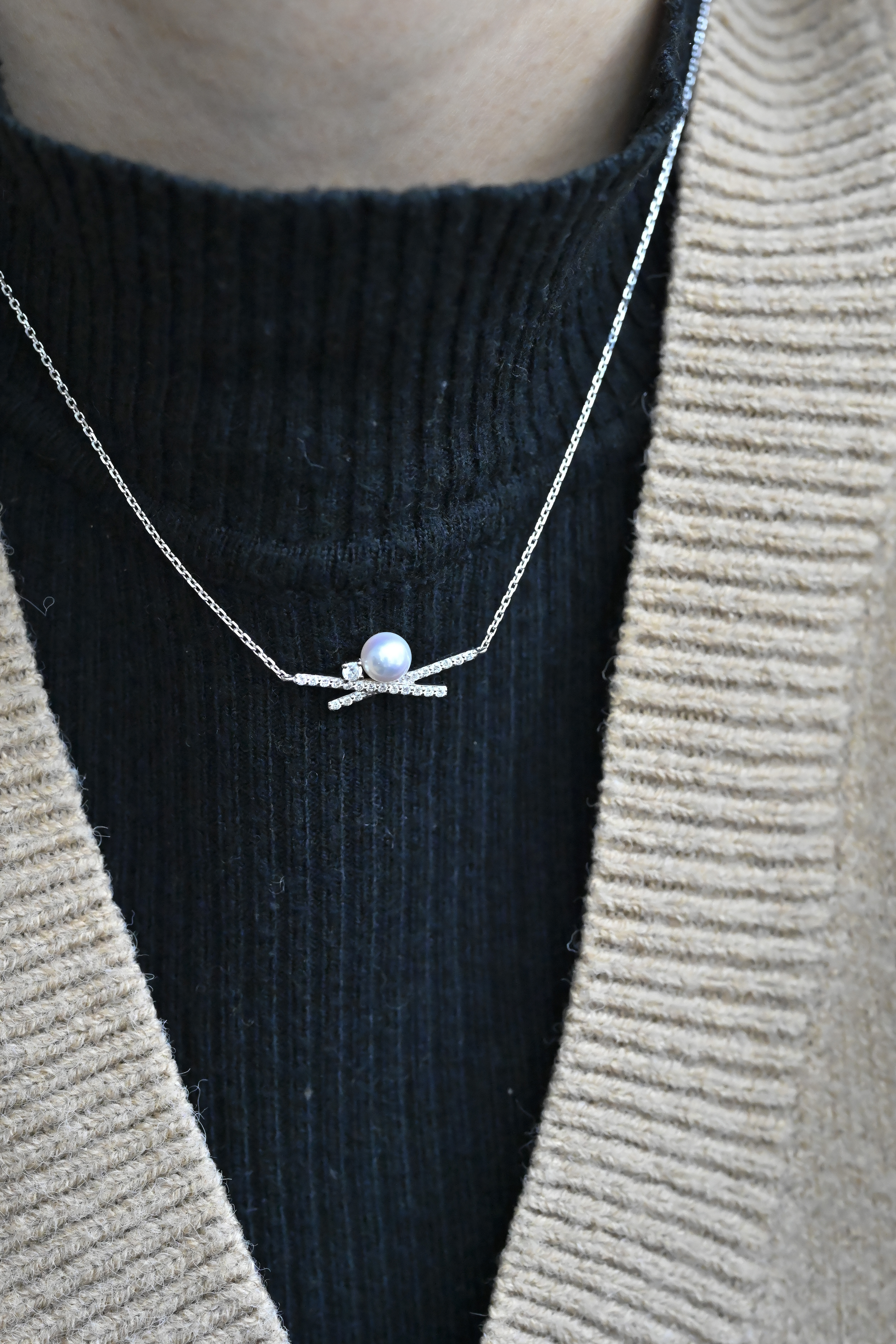 18K Libra Akoya Pearl Diamond Necklace