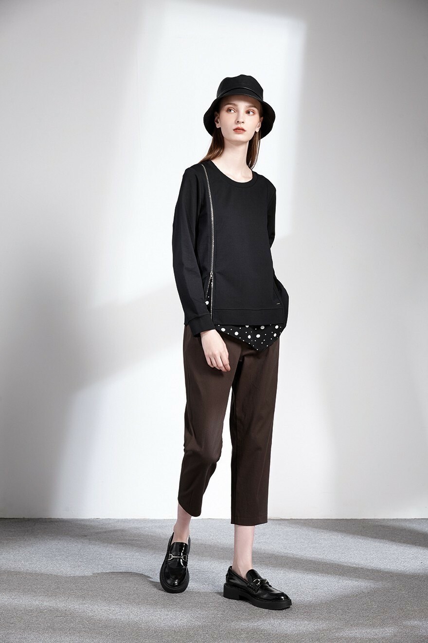 時尚韓版質感舒適棉質修腿九分褲T6601