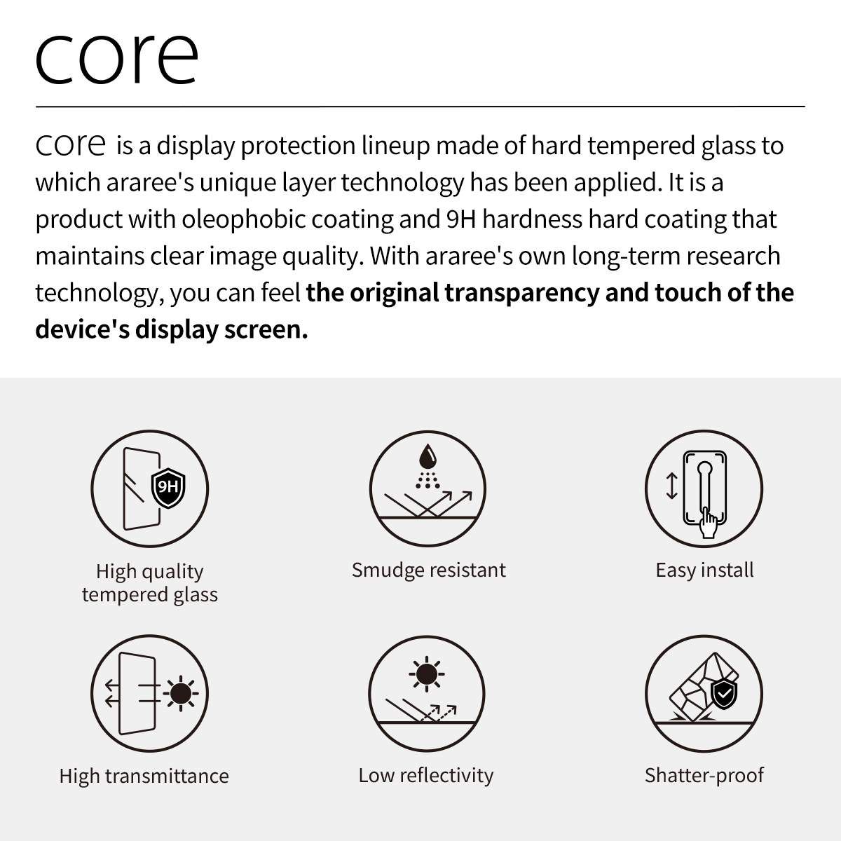 araree Core Glass 強化玻璃保護貼 (一張版本)  [Galaxy S24 Series]