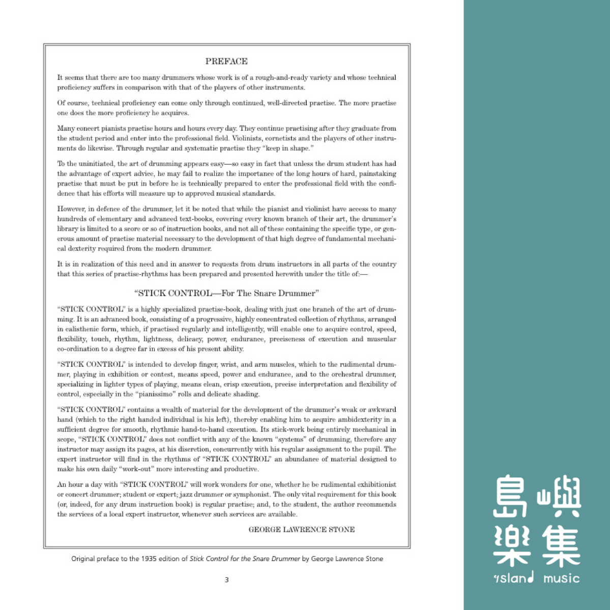 STICK CONTROL STONE,G.L.