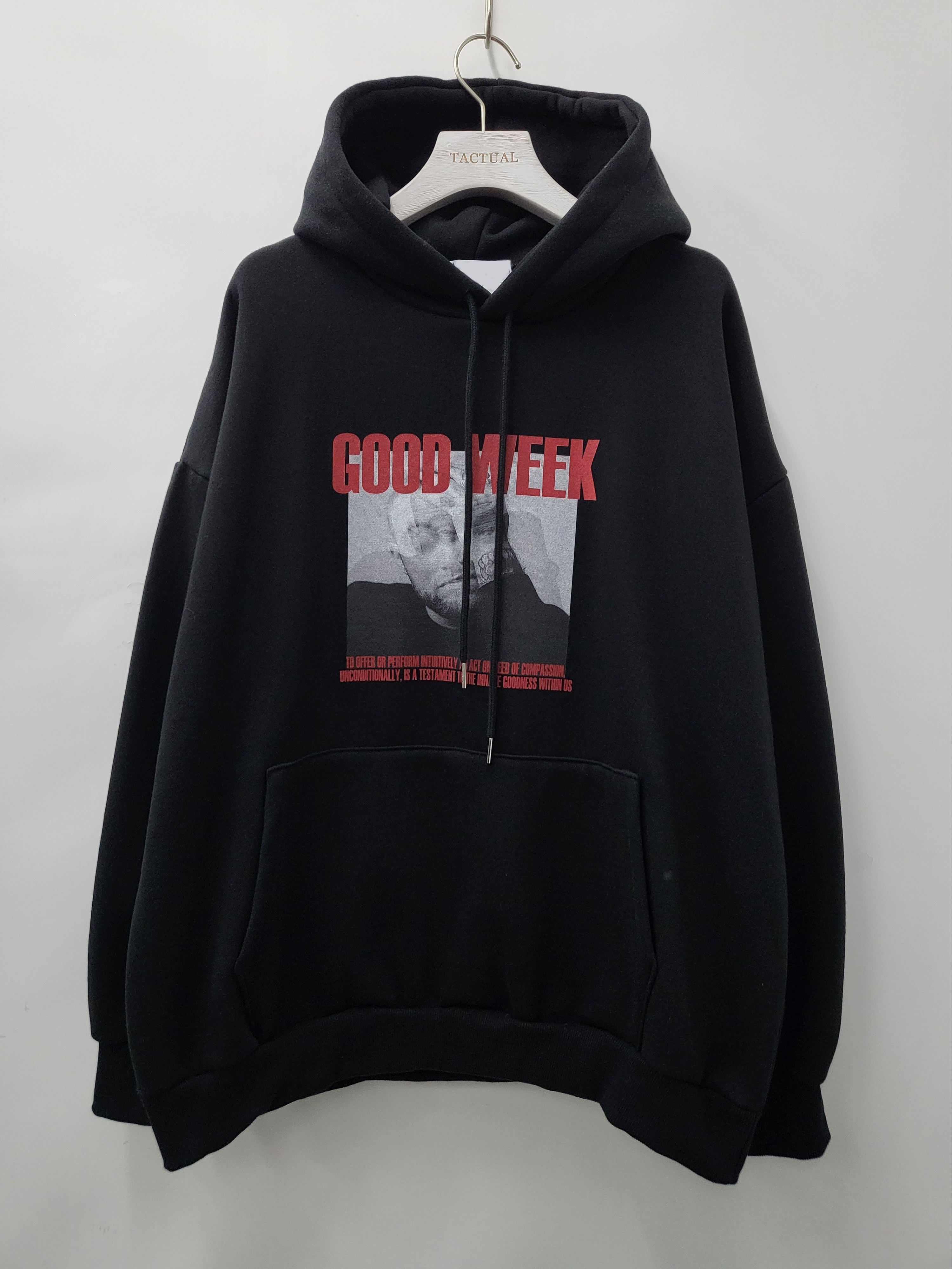 英文字圖案連帽衛衣(薄抓毛底) T5318