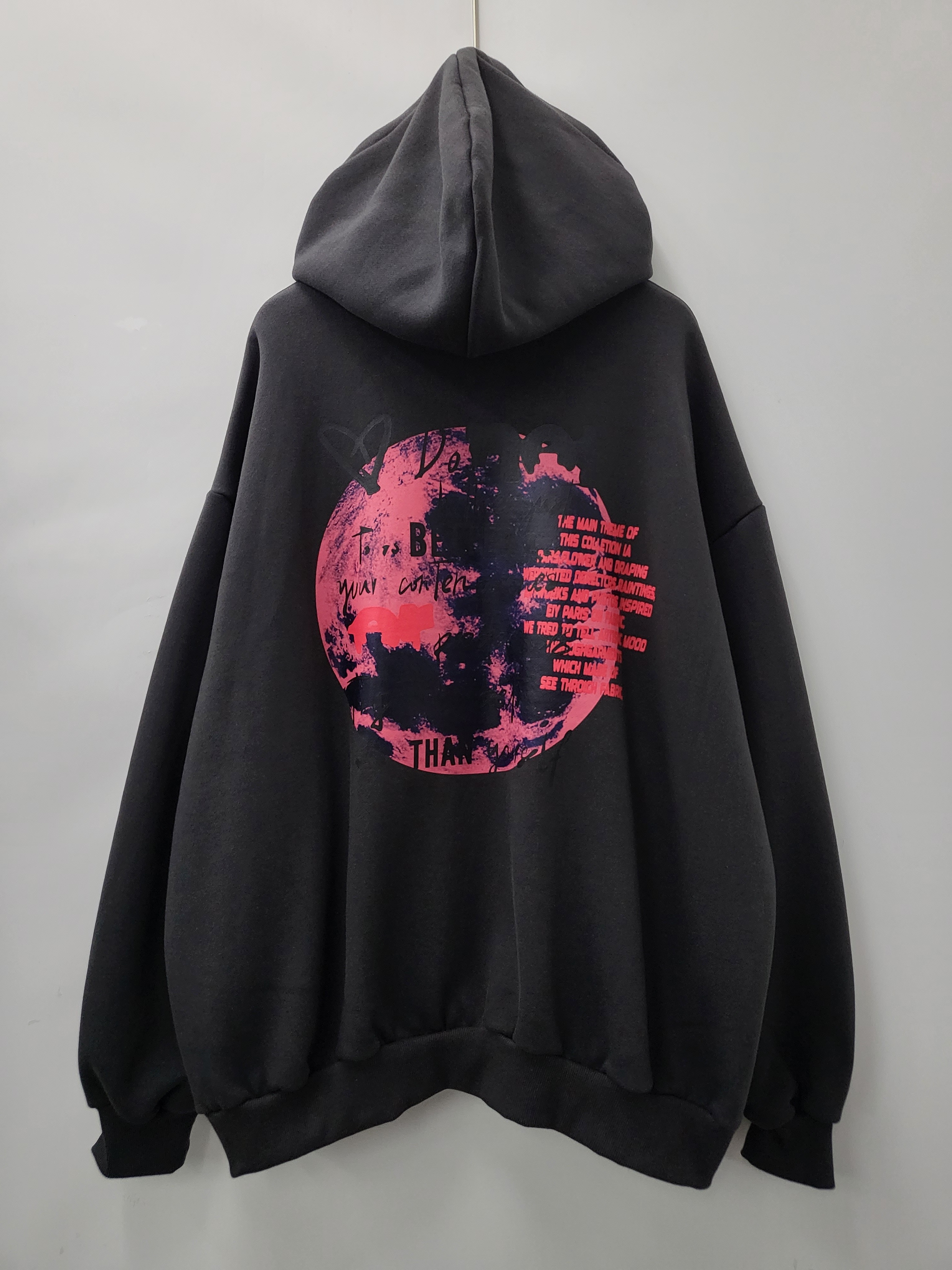 英文字圖案連帽衛衣(薄抓毛底) T5319