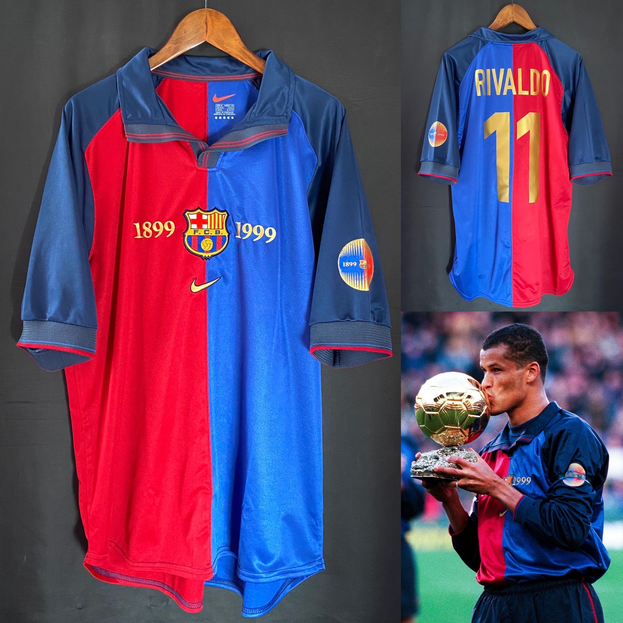 (球員版) 巴塞隆拿 1998-1999 Nike 百周年主場球員版球衣 11 RIVALDO