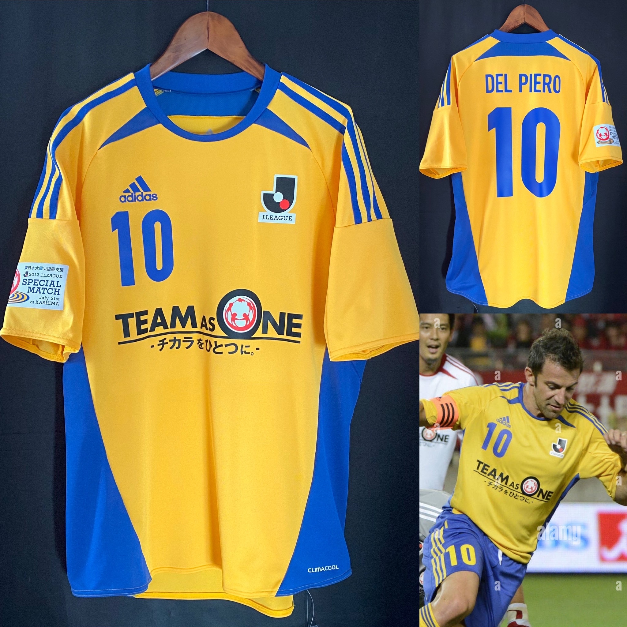 日本 J-League Team As One 2012 東北大地震慈善賽 Adidas特別版球衣 #10 DEL PIERO