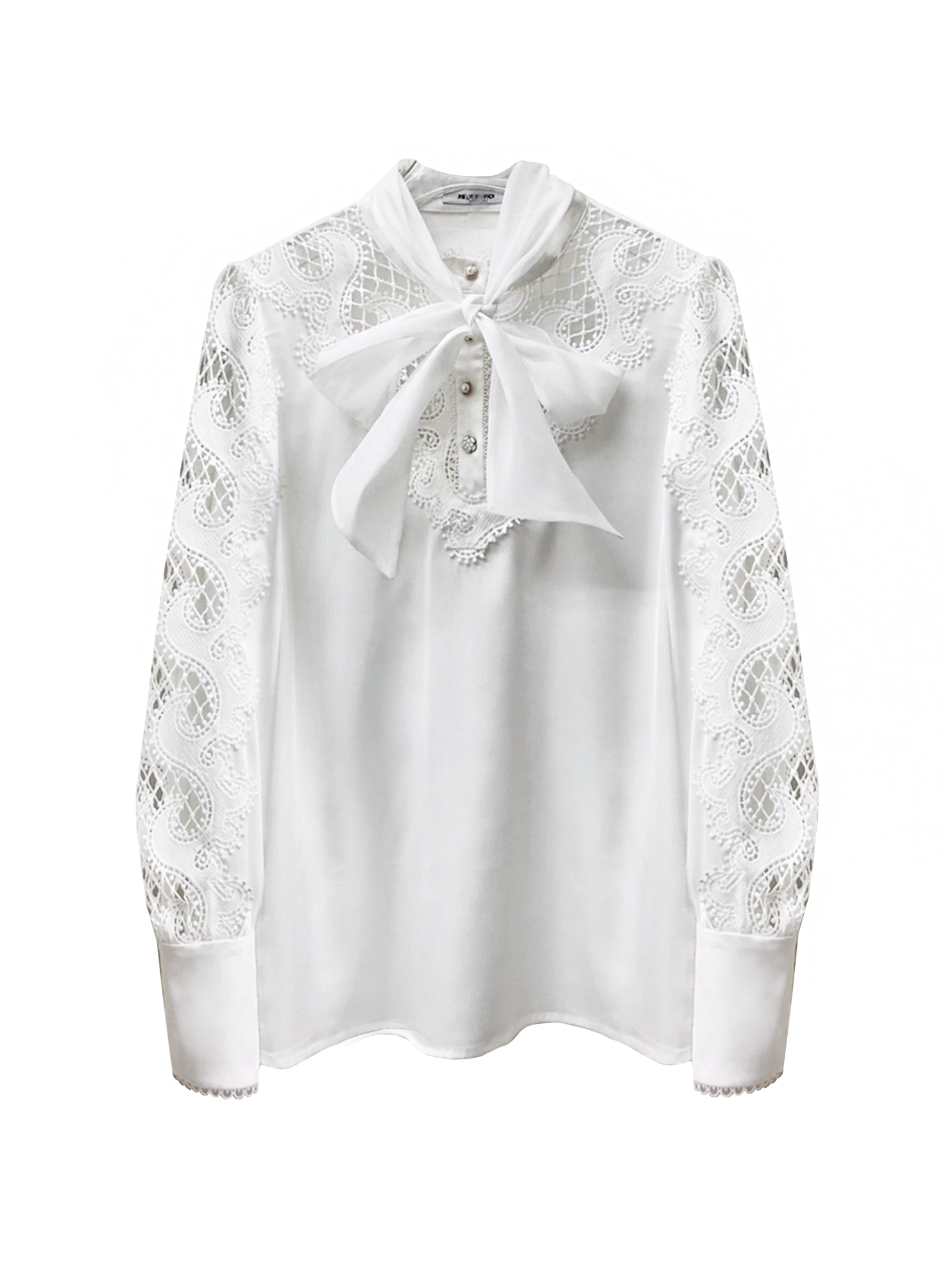 BC16907A1 白色玫瑰山谷綁帶襯衫