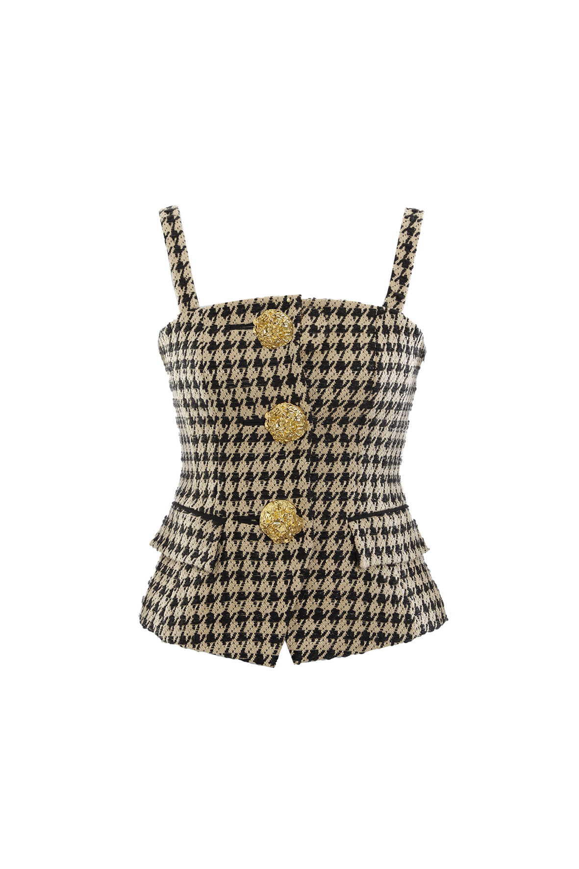 BC15005Y1 古埃及藝術家千鳥格毛呢馬甲上衣