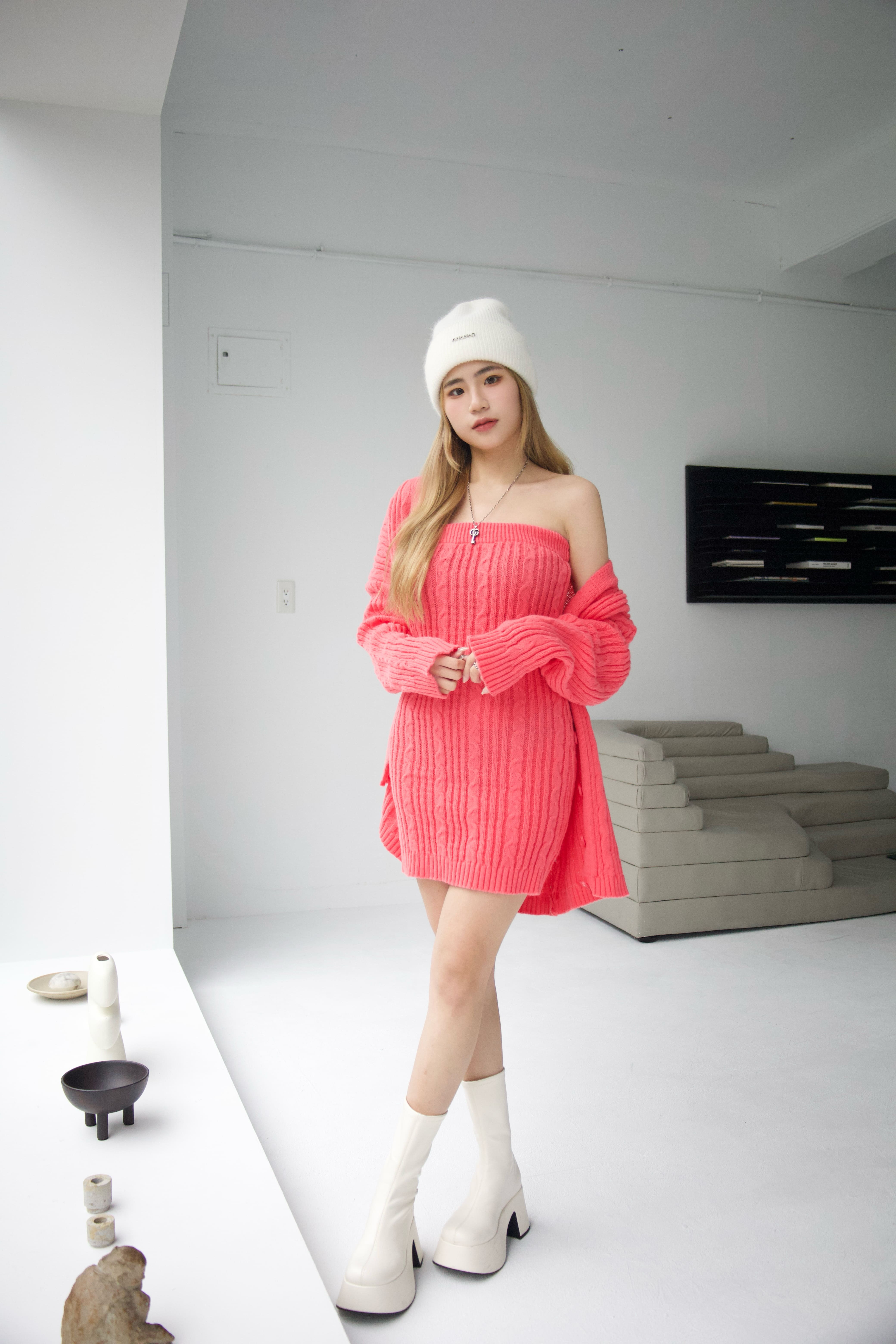 兩件式針織平口短洋