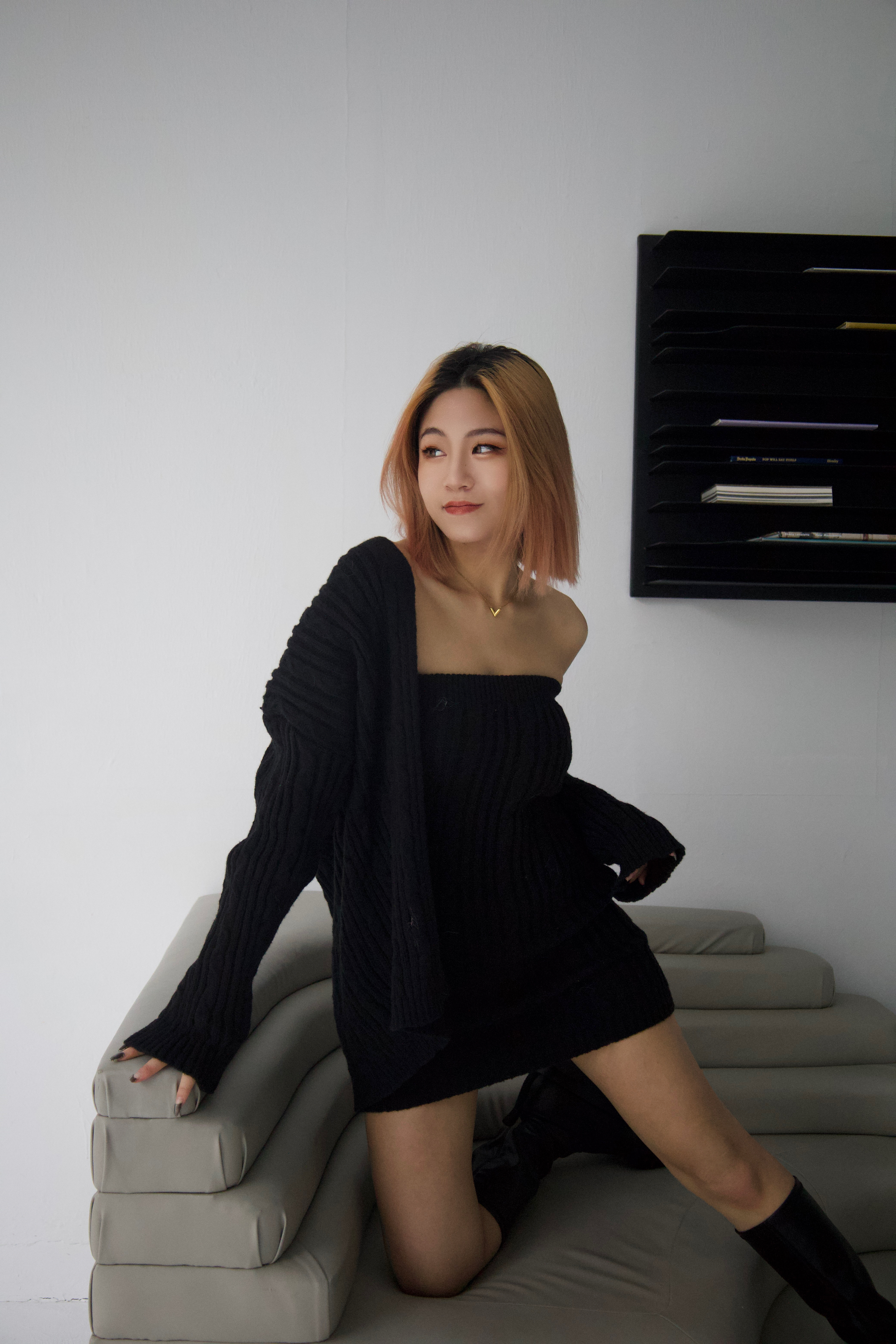 兩件式針織平口短洋