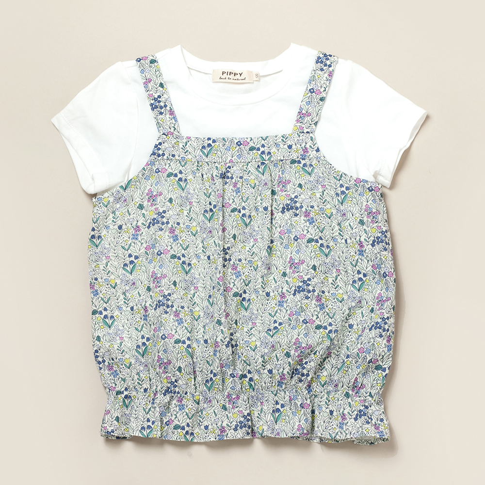 PIPPY春日小花兩件式吊帶棉質上衣 紫