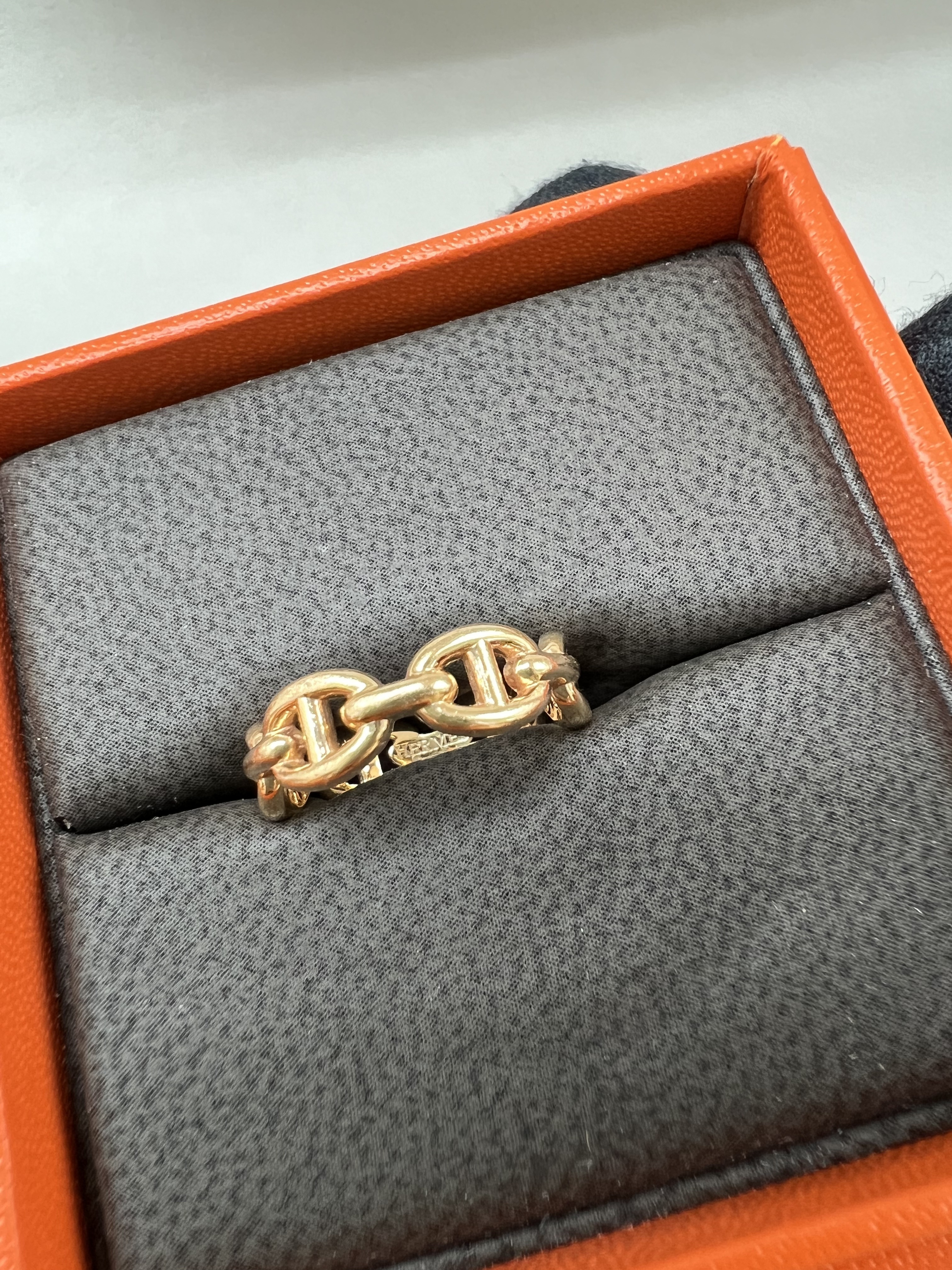 (size 51) Hermes chaine d’ancre enchainee ring玫瑰金豬鼻戒指