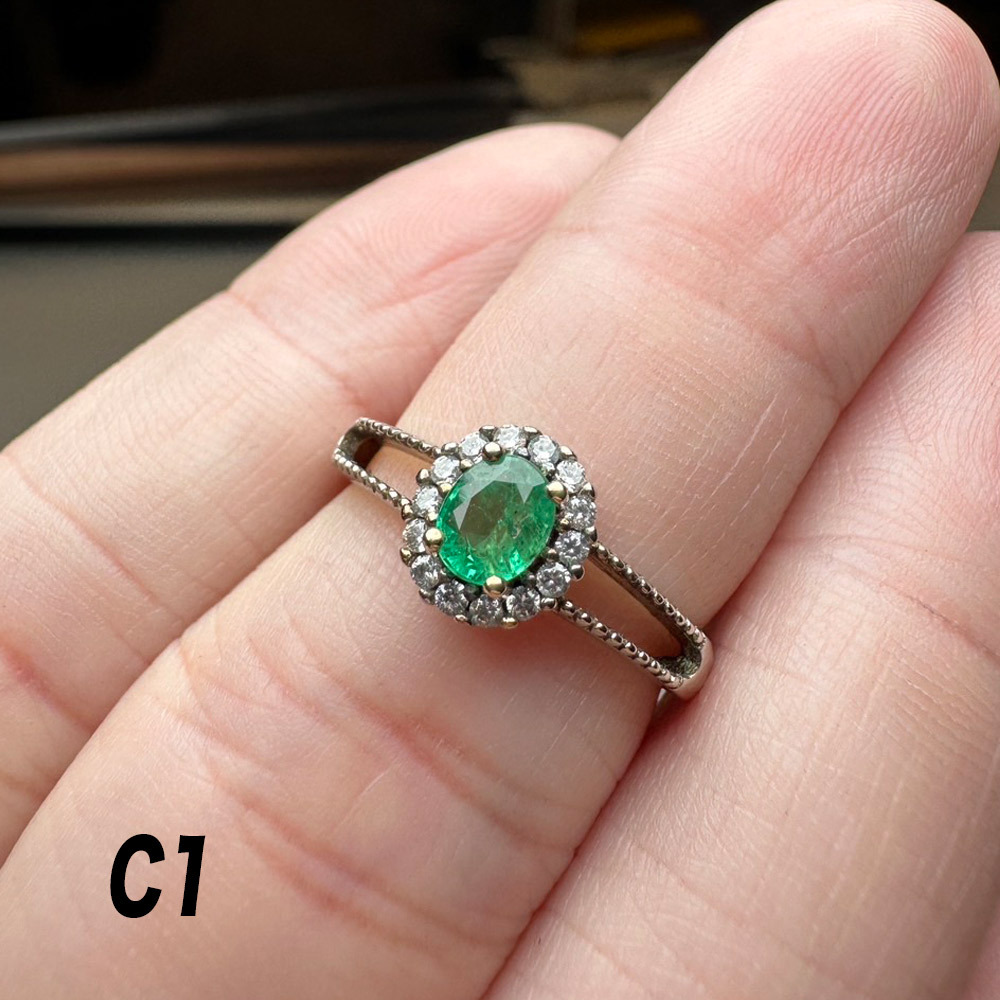 祖母綠戒指-925銀/18k-29224436/37465362