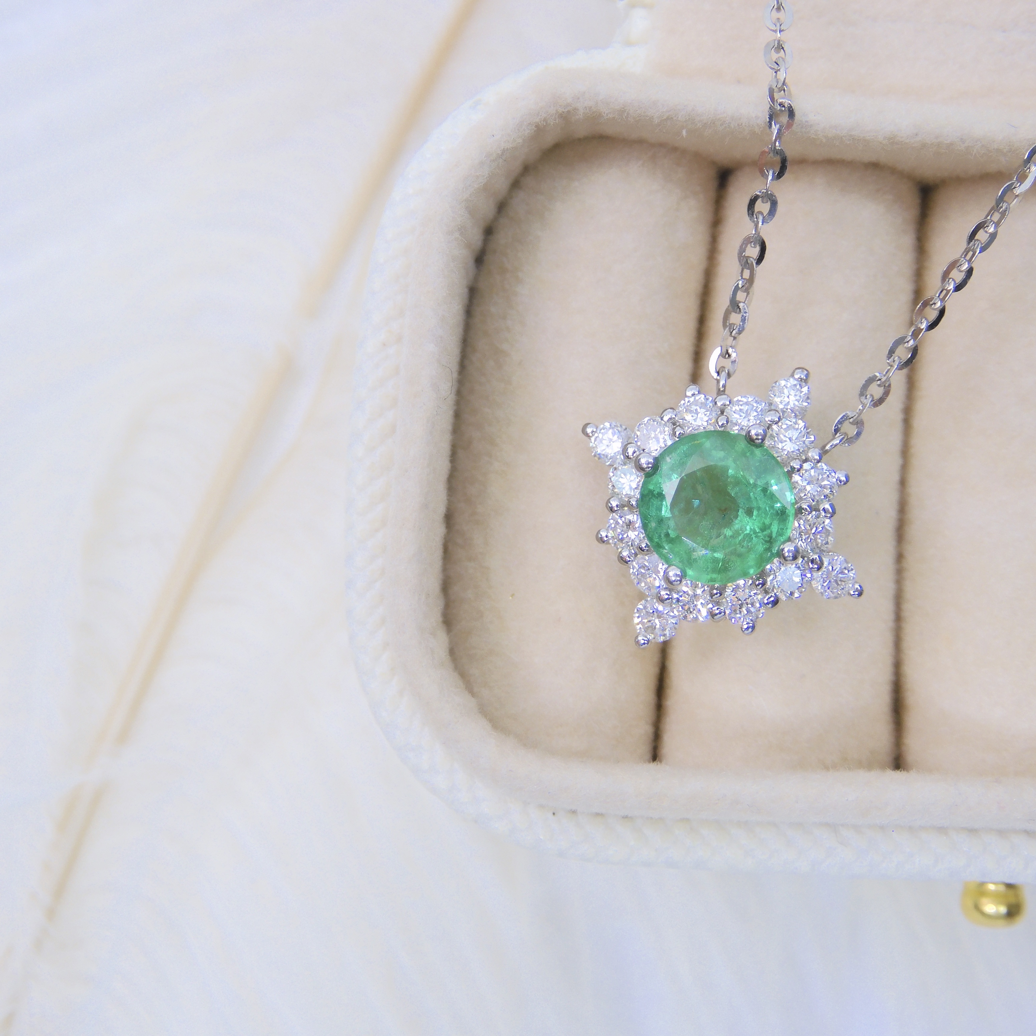 18K金 1.015ct 綠寶石項鏈