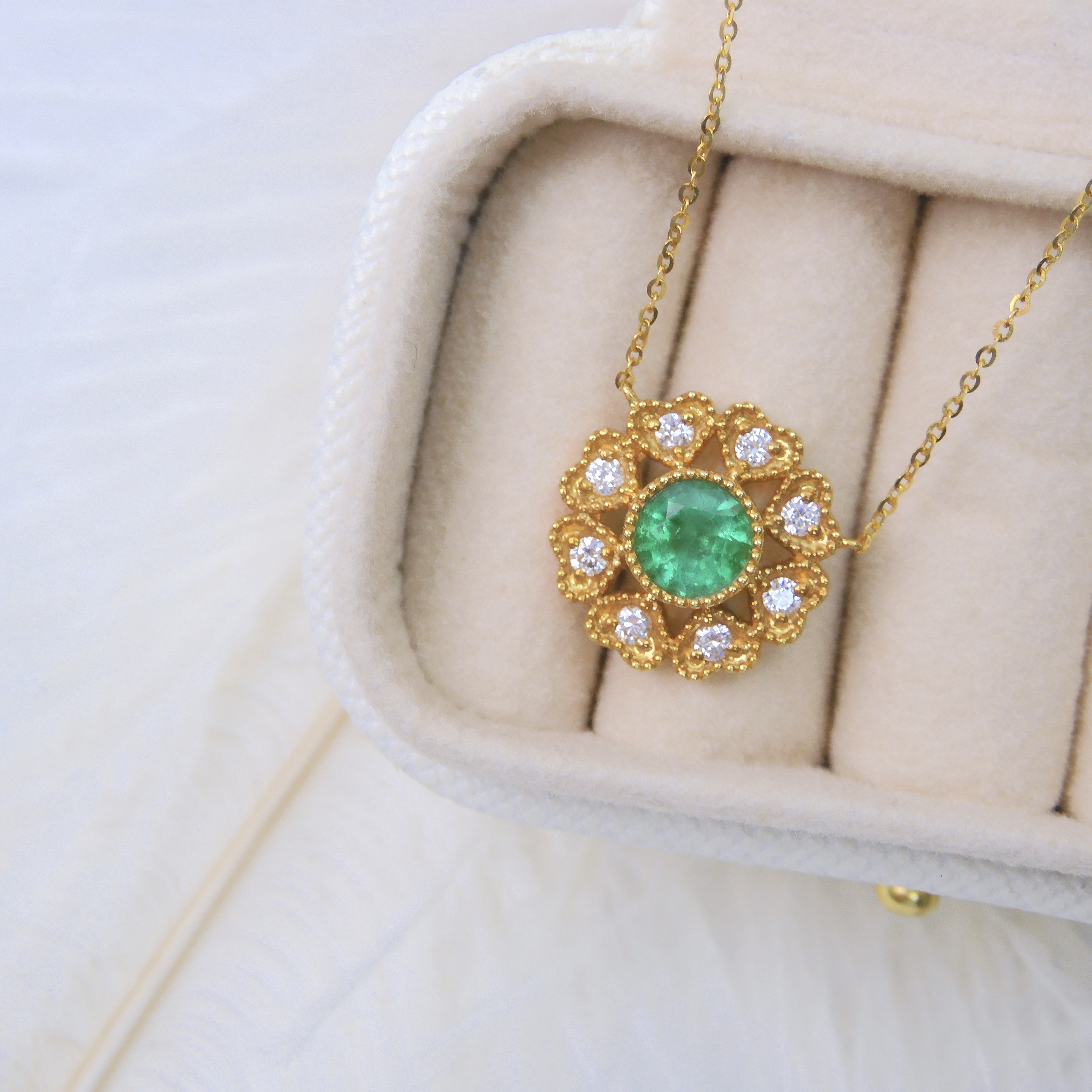 18K金 0.47ct 綠寶石項鏈