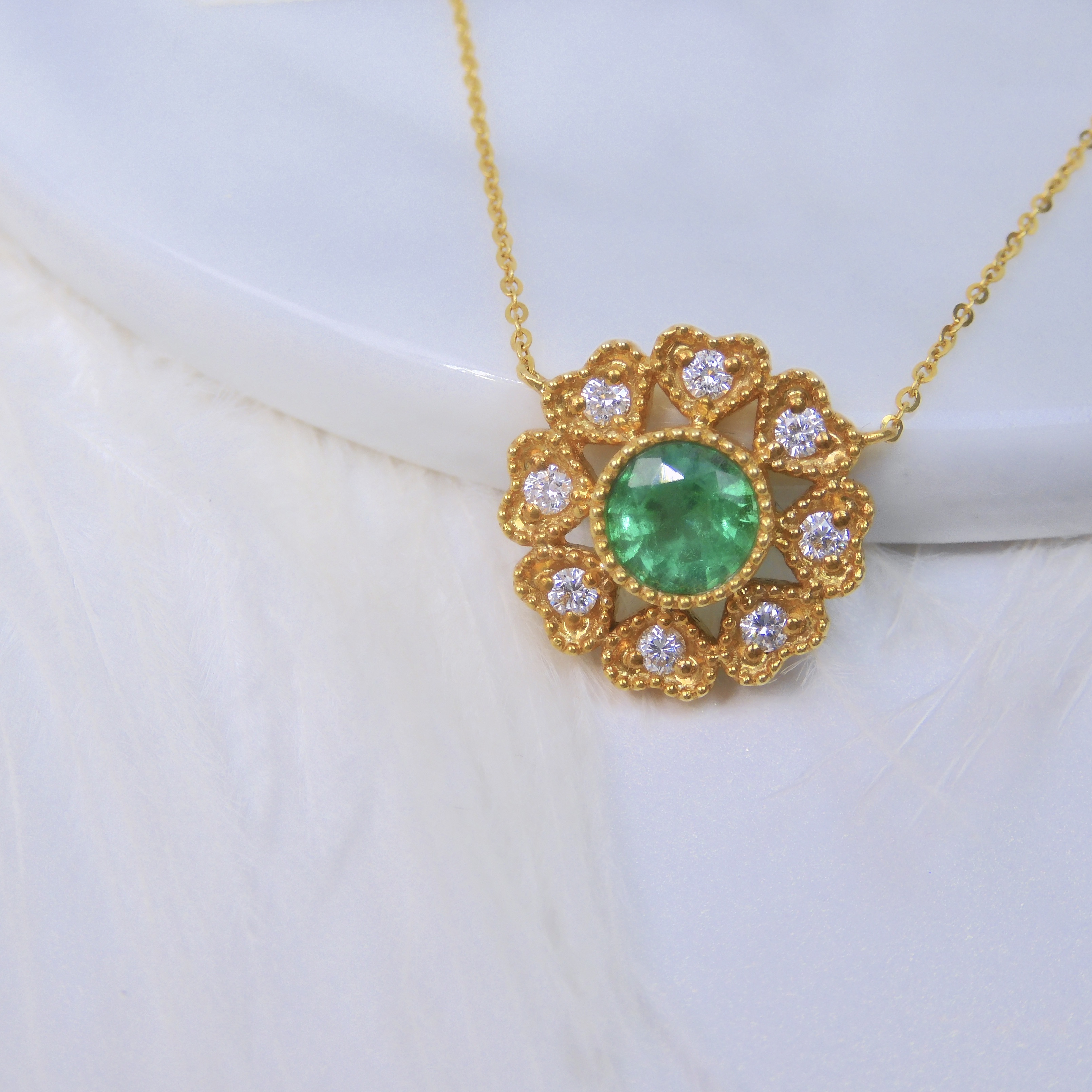 18K金 0.47ct 綠寶石項鏈