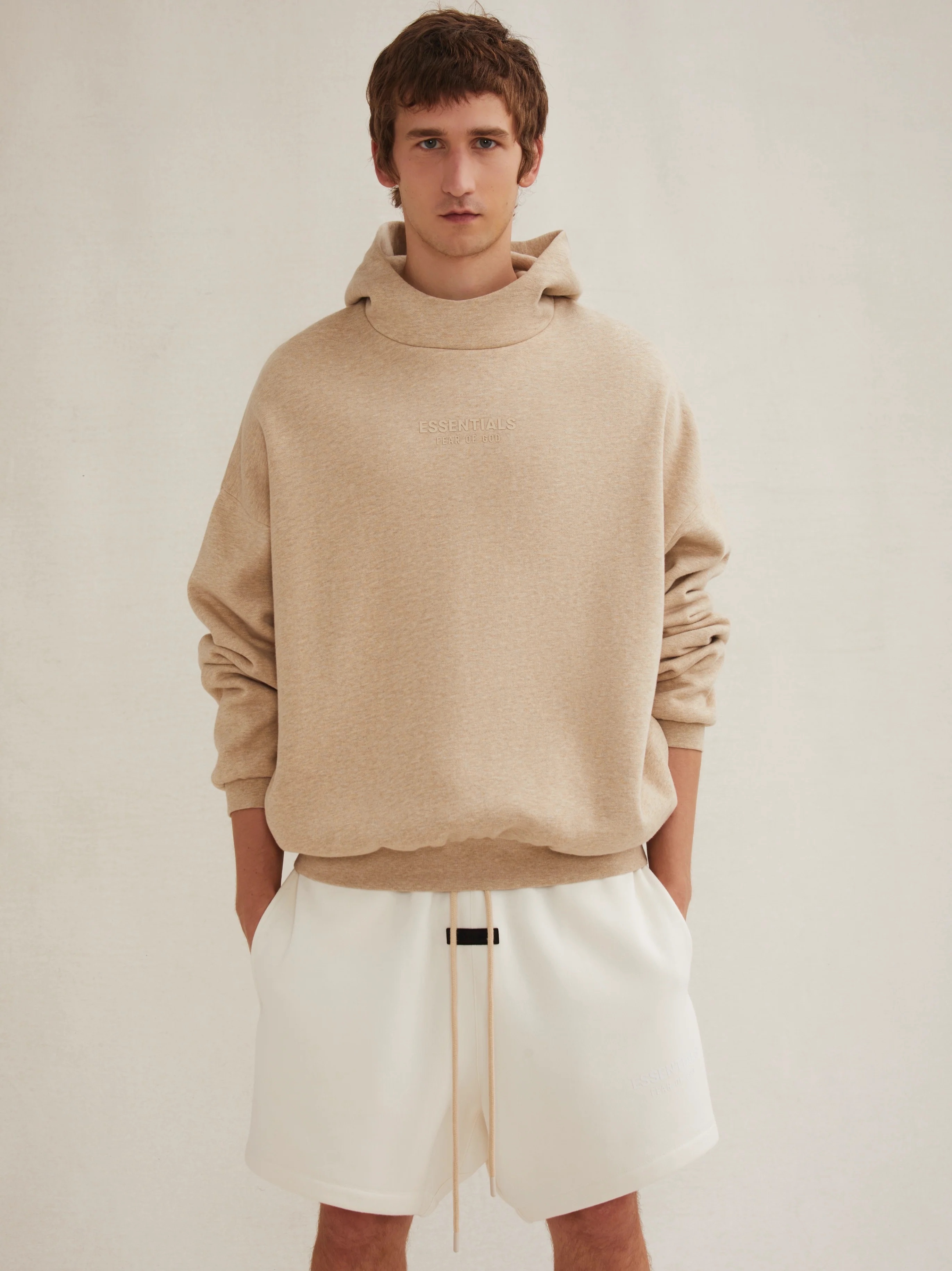 FEAR OF GOD ESSENTIALS HOODIE FW23 GOLD HEATHER