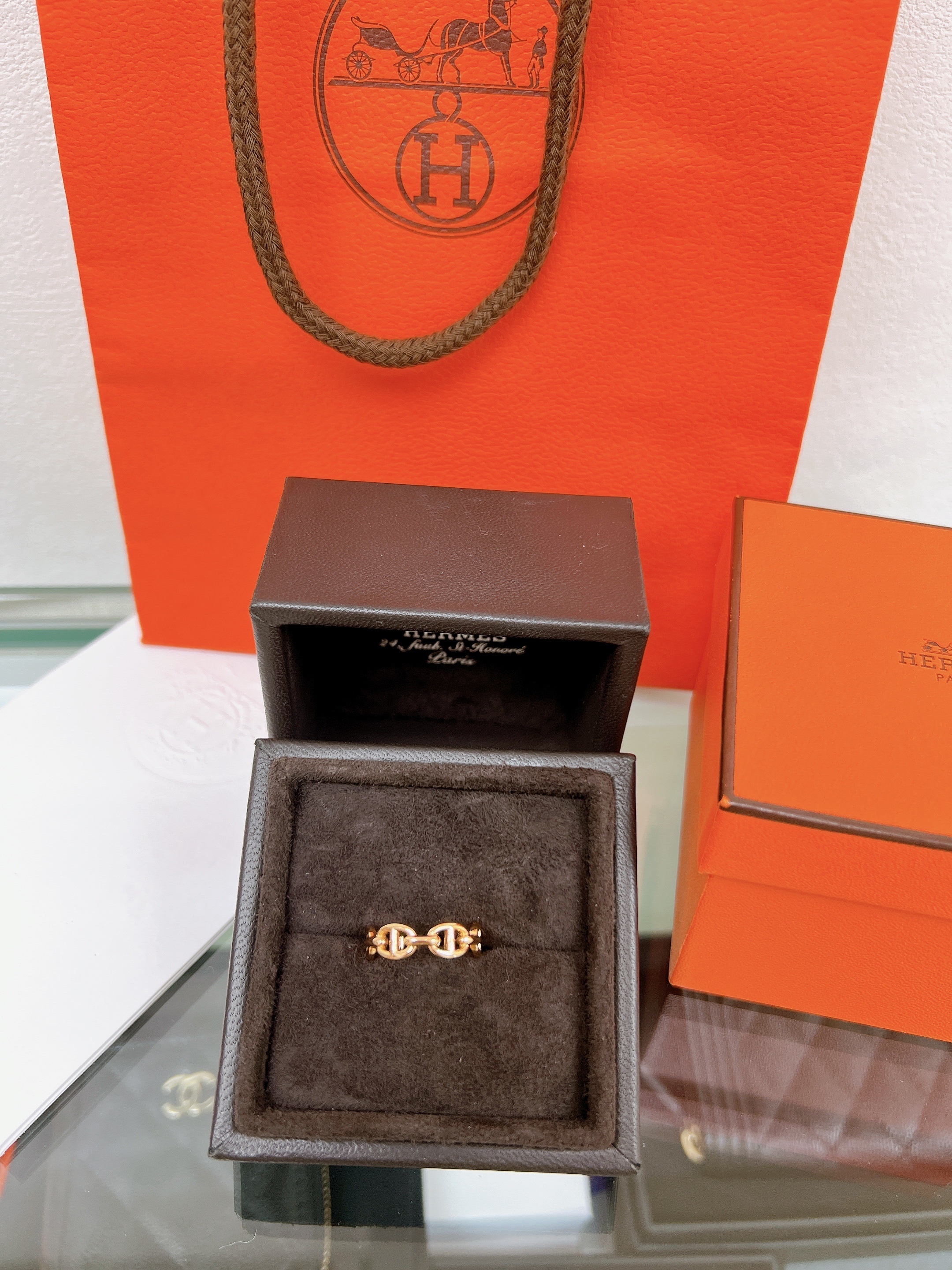 *Unused* (size 50) Hermes chaine d’ancre enchainee ring 玫瑰金豬鼻戒指