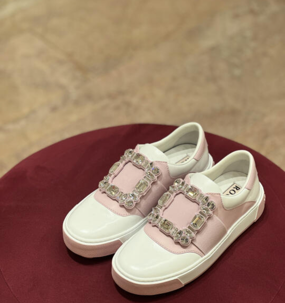 RV 鑽扣白拼粉運動鞋 -M