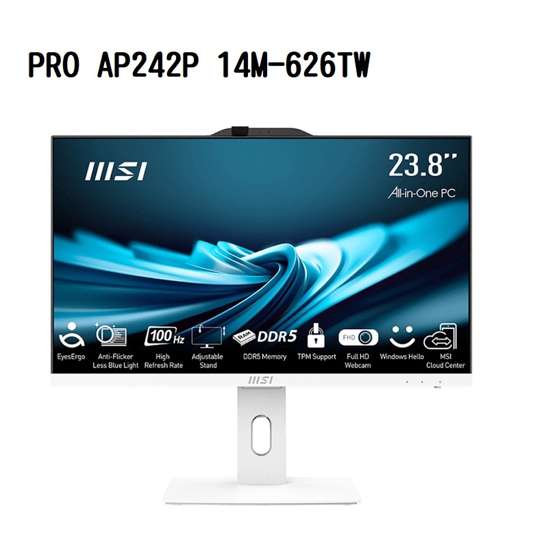 【特仕版】MSI微星 PRO AP242P 14M-626TW 24型一體機(i7-14700/16G/1TB/W11P)