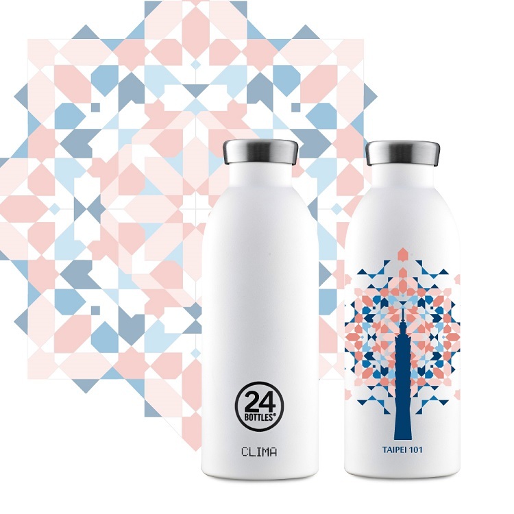 〔TAIPEI 101限量聯名款〕24Bottles x TAIPEI 101 不鏽鋼雙層保溫瓶 500ml - 白金