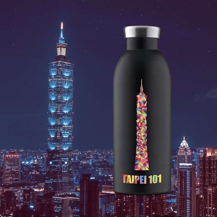 〔TAIPEI 101限量聯名款〕24Bottles x TAIPEI 101 不鏽鋼雙層保溫瓶 500ml - 黑金