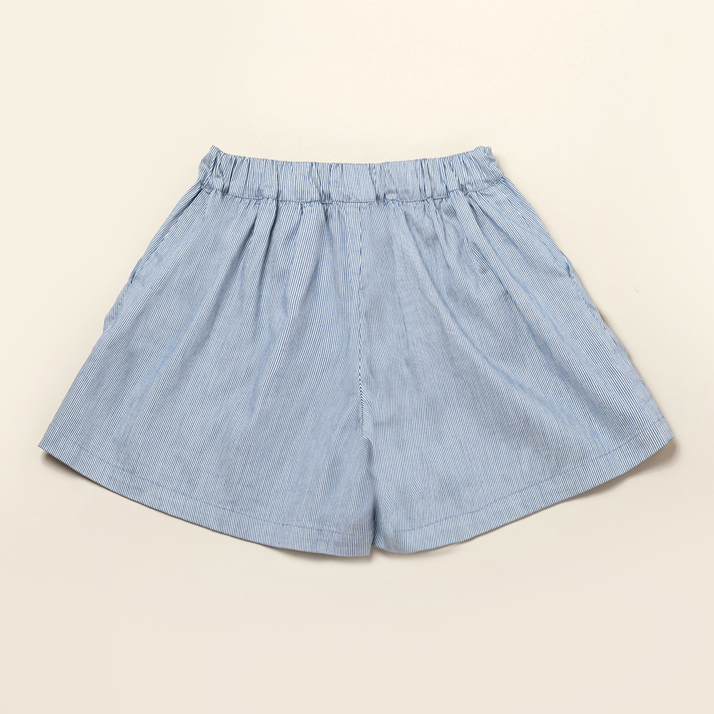 PIPPY直條彈性蝴蝶結綁帶棉質彈性短褲 藍